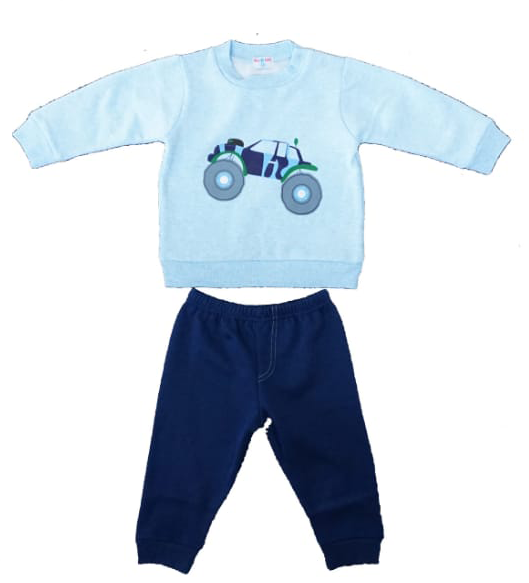 חליפת תינוקות כחול אופניים 100% כותנה
