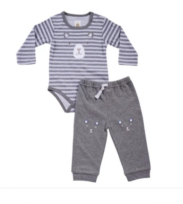 חליפת תינוקות בגד גוף+ מכנס 100% כותנה